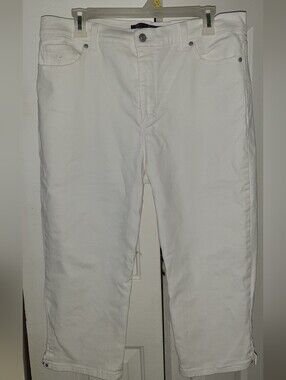 GLORIA VANDERBILT  White Stretchy Denim Capris * Size 14